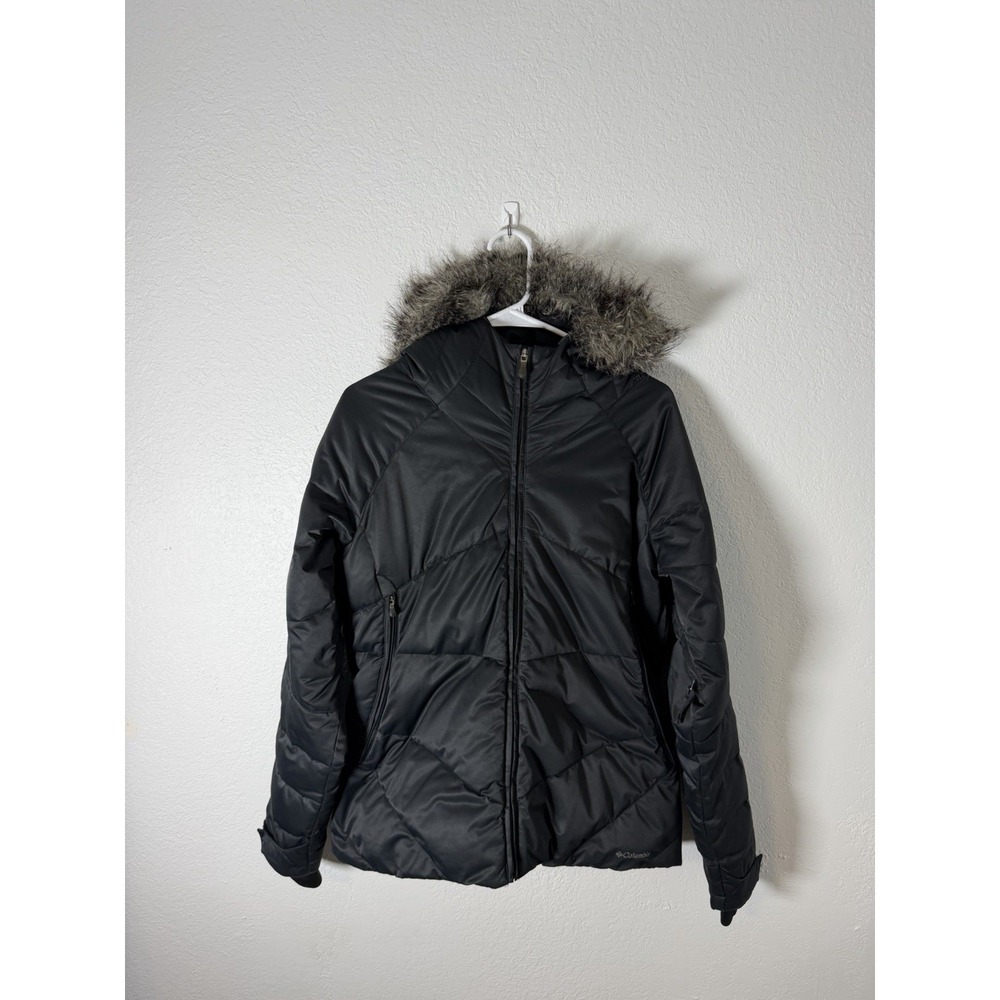 Columbia Duck Down Puffer‎ Jacket Womens Size Large Omniheat Insulated Fur Hood